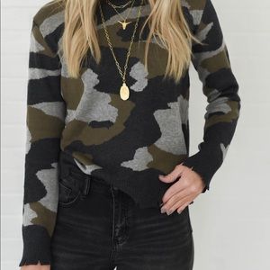 Distressed Camo Sweater - Women’s NWT FATE Brand